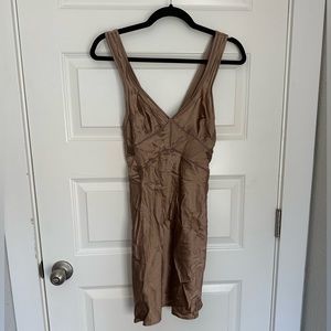 Zara brown slip dress 100% silk